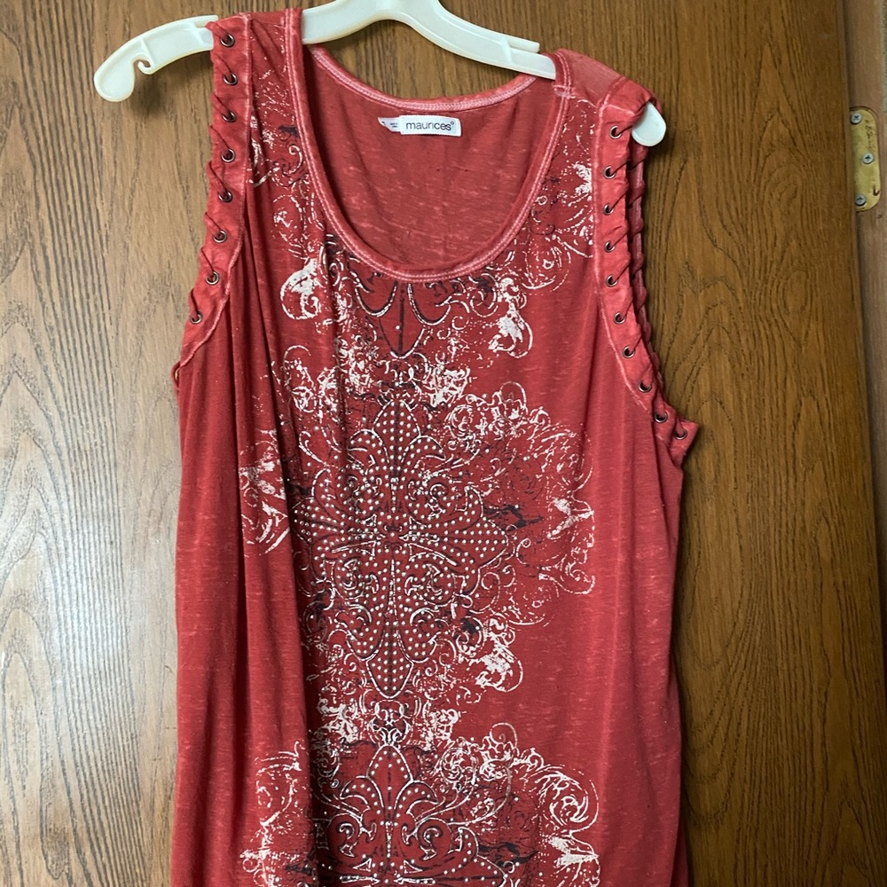 Maurices red sleeveless t shirt with studs